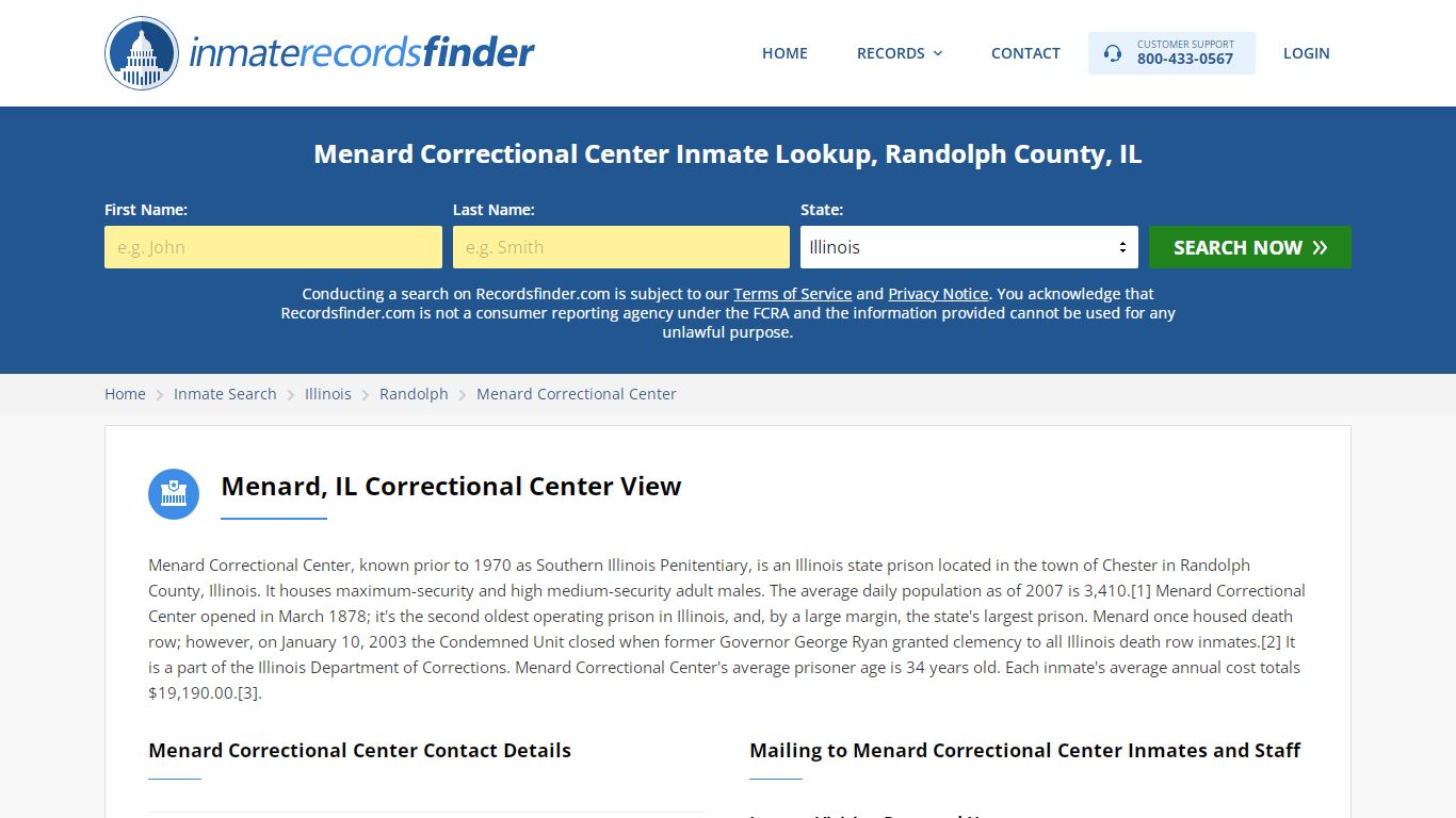Menard Correctional Center Inmate Lookup, Randolph County, IL